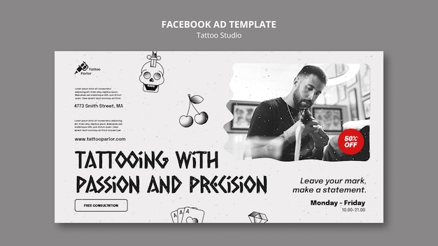 PSD facebook-sjabloon voor tattoo-studio