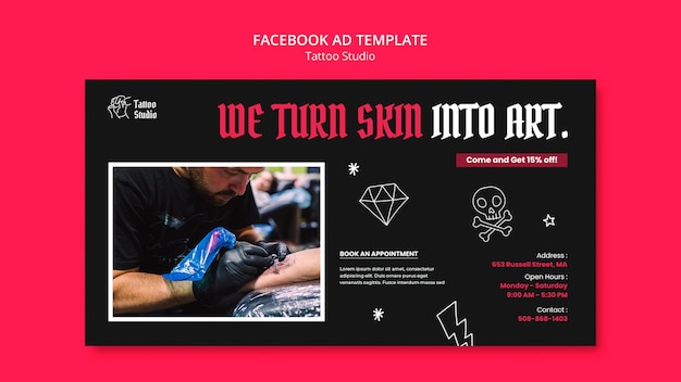 PSD facebook-sjabloon voor tattoo-studio