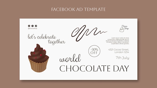 PSD facebook-sjabloon voor wereldchocoladedag