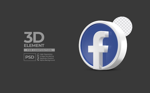 Facebook social media 3d element for composition template premium psd