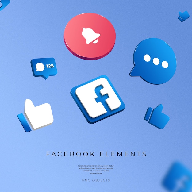 Facebook social media 3d rendering post mi piace commento