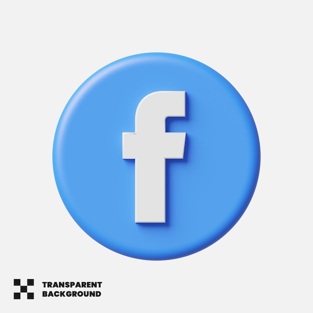 PSD icona dei social media di facebook nel rendering 3d