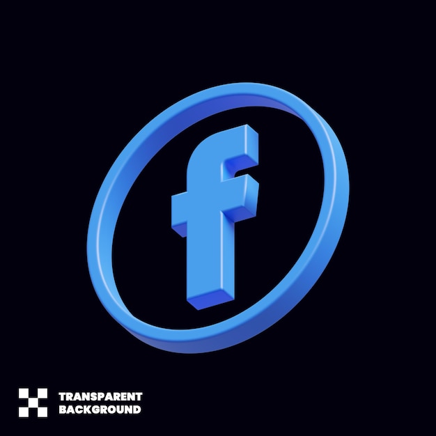 Facebook social media icon in 3d render