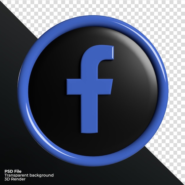 Facebook 소셜 미디어 로고 아이콘 3d 렌더링 투명 배경