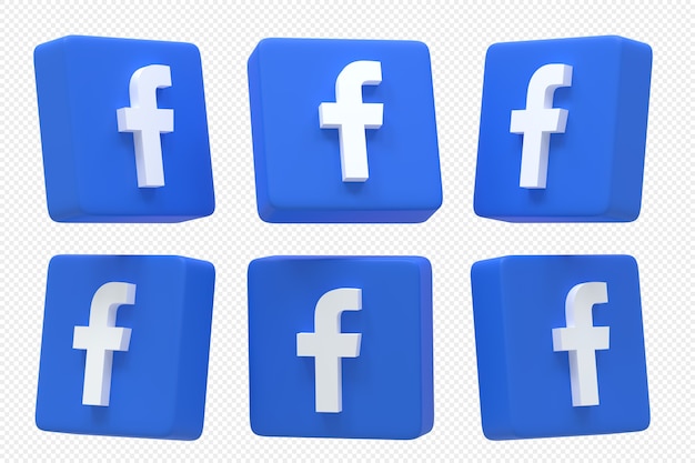 Facebook social media-logo ingesteld in 3d-rendering