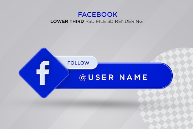 PSD facebook social media lower third 3d design render icon