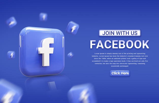 PSD facebook social media marketing sjabloon banner social media marketing post met 3d icoon