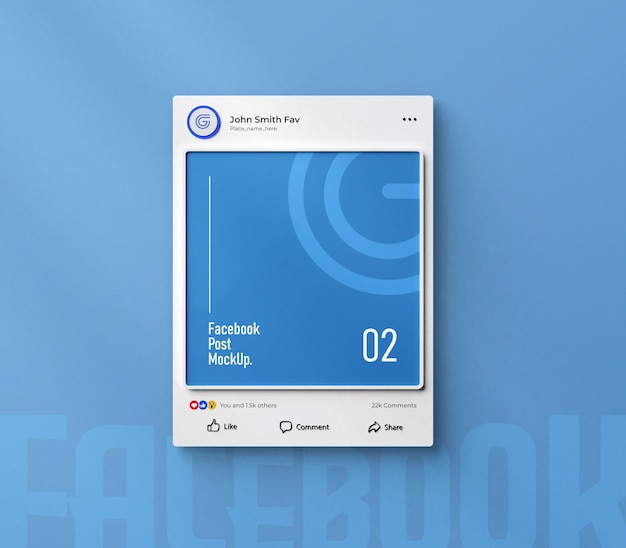 facebook social media post mockup 3d rendered interface isolated