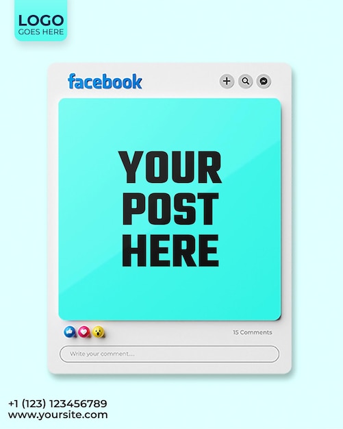 フェイスブック・ソーシャル・メディア・ポストのモックアップ