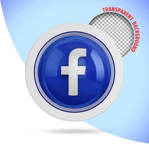 PSD facebook social network icon in the shape of a sphere with reflections 3d illustration