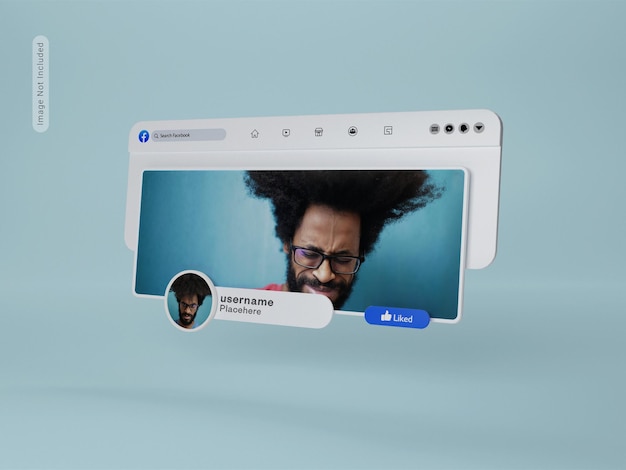 Facebook ui 3d モックアップ