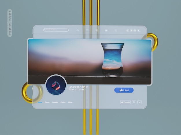 PSD facebook ui glas 3d mockup