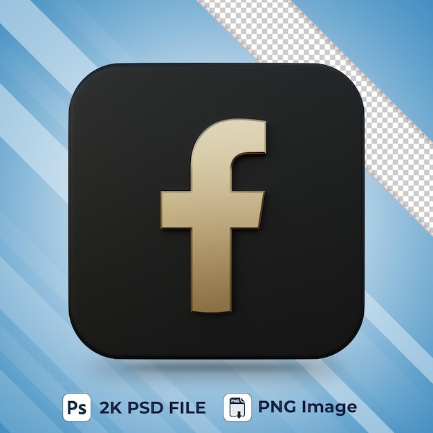 Facebook Złota I Czarna Ikona Mediów Społecznościowych 3d Do Projektowania Interfejsu Użytkownika