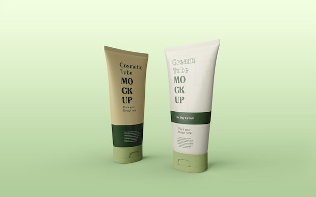 PSD facial and body skin care cosmetic cream tube mockup design