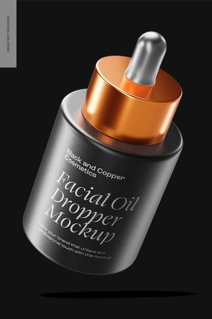 Facial oil dropper mockup, floating