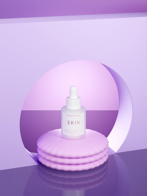 PSD facial serum on bright background mockup