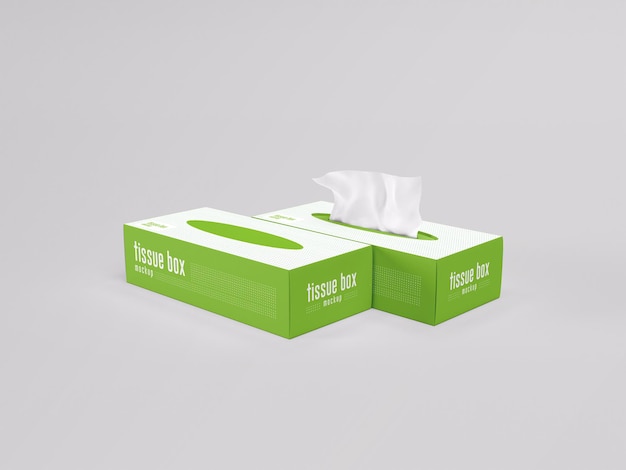 Facial tissue box packaging mockup