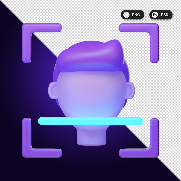 Facial tracking system virtual reality icons set ux ui web design elements 3d rendering