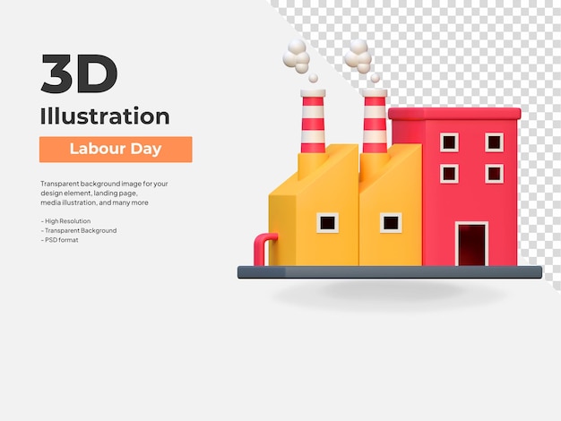 PSD 工場産業労働者の日アイコン 3 d イラスト
