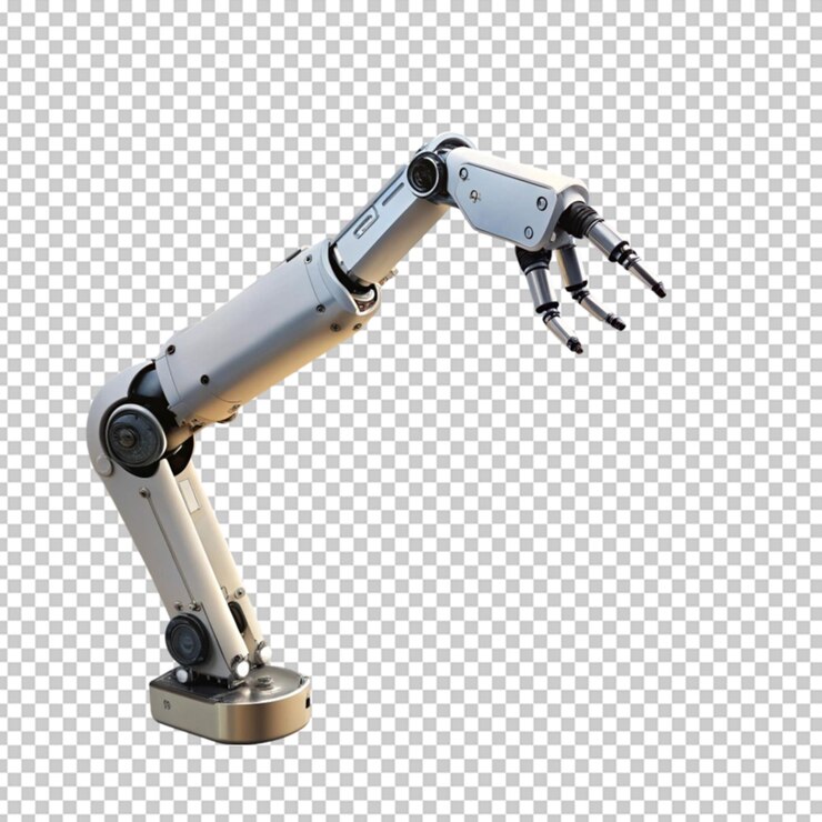 PSD factory robot isolated on transparent background