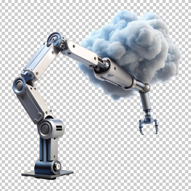 PSD factory robot isolated on transparent background