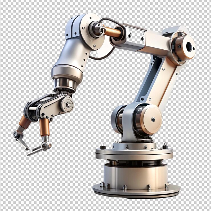 PSD factory robot isolated on transparent background