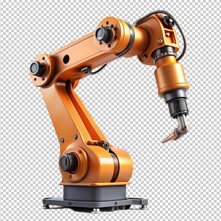 PSD factory robot isolated on transparent background