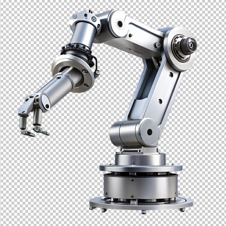 PSD factory robot isolated on transparent background
