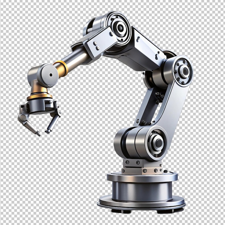 PSD factory robot isolated on transparent background