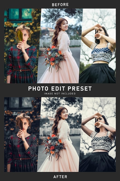 PSD faded moody photo edit preset met camera raw filter voor mode