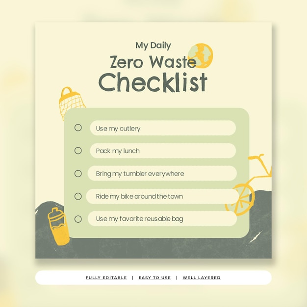 PSD faded yellow illustrative organic zero waste shop instagram post