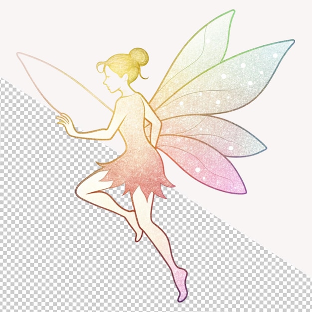 PSD fairy outline on transparent background