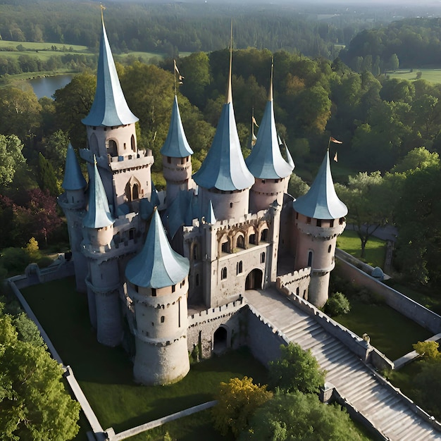 PSD a fairy tale castle with towering spires