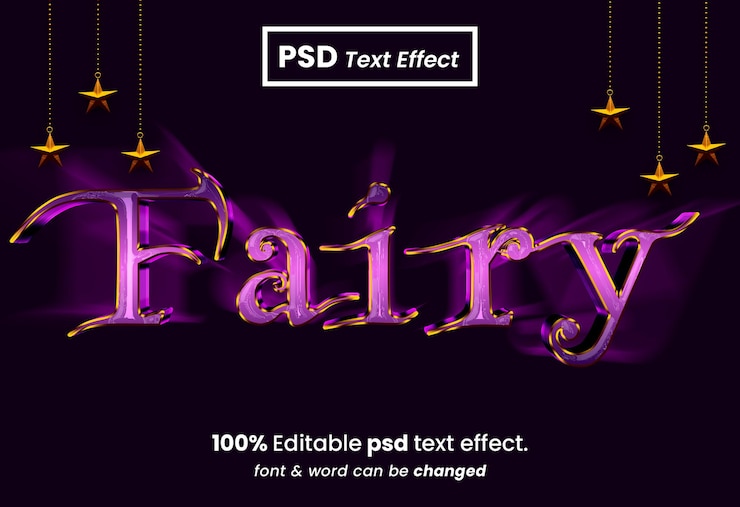 PSD fairy tale editable 3d text effect