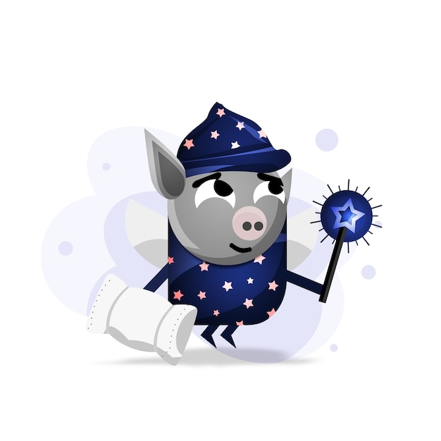 PSD fairy tale pig illustration