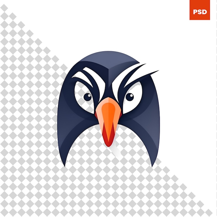 PSD falcon eagle bird head logo design element vector illustration