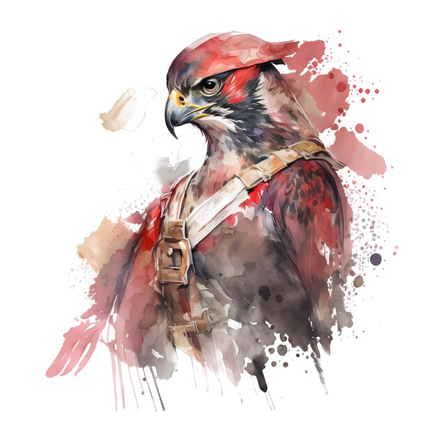 PSD falcon samurai wojownik portret zwierzęcia 4096px png przejrzysty 300dpi dla koszulki ramka klipart