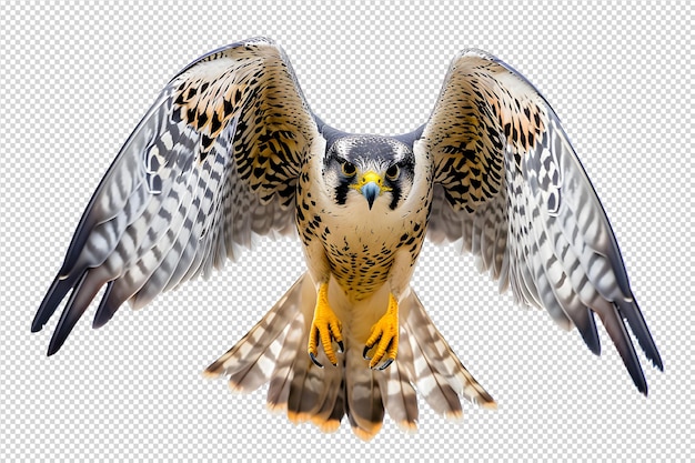 PSD falcon spreads its wingst on white background