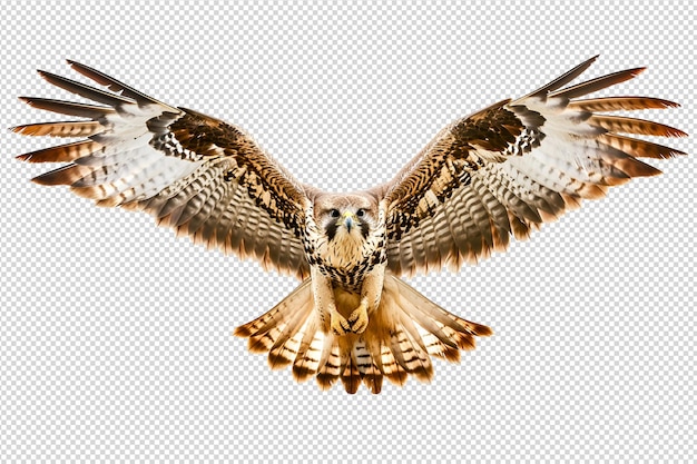 Falcon spreads its wingst on white background