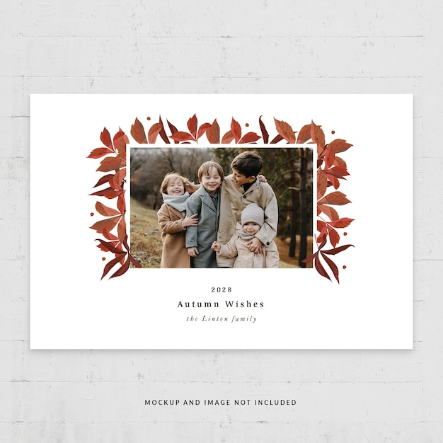 Fall autumn photo card flyer template