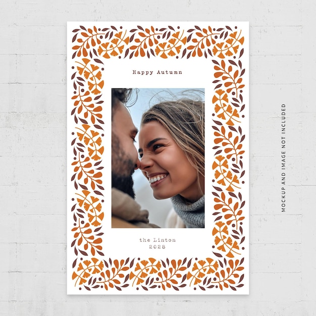 Fall autumn photo card flyer template