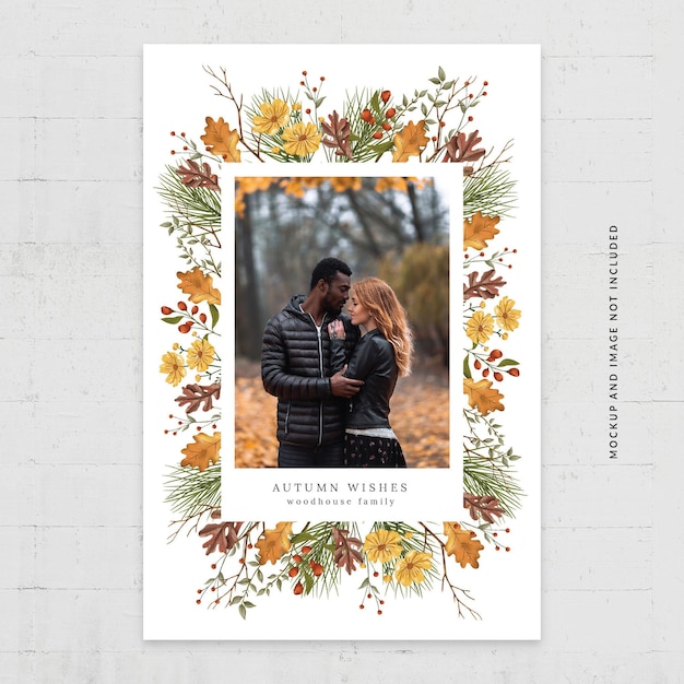 Fall autumn photo card flyer template