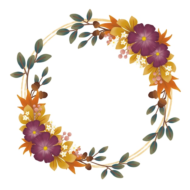 Fall Botanical Wreath Illustration