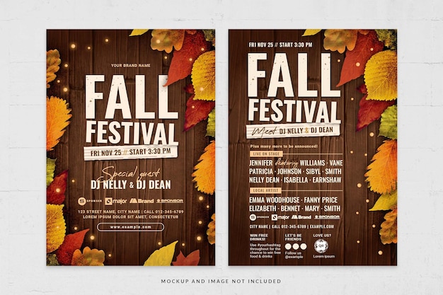 PSD fall festival flyer template in psd for autumn event