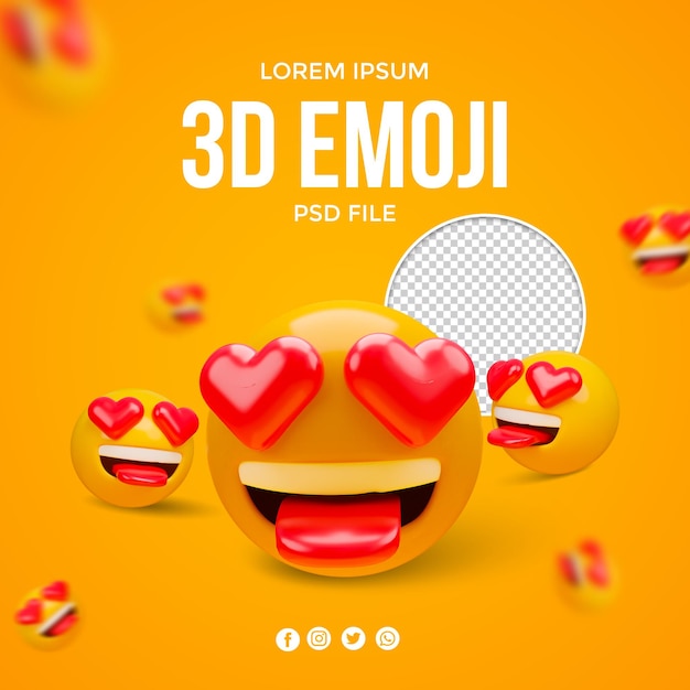 Fall In Love reactions 3D emoji PSD