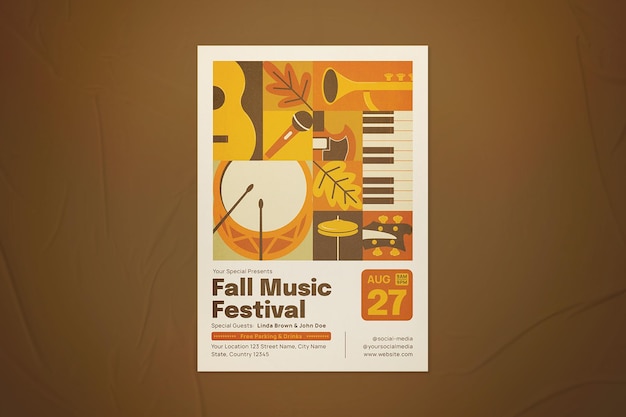 PSD fall music flyer