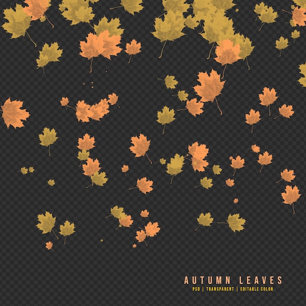 Падающие осенние листья изолированы на прозрачном фоне
