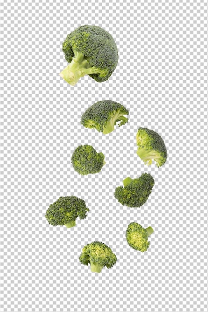 PSD falling broccoli slice cutout psd-bestand