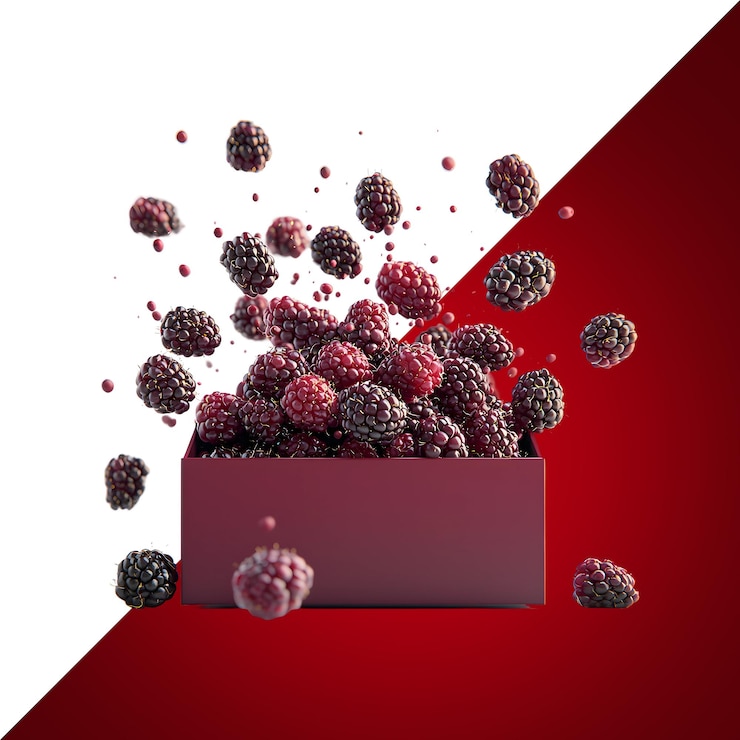 PSD falling burgundy colored rectangular box burgundy color with blackberry transparent background