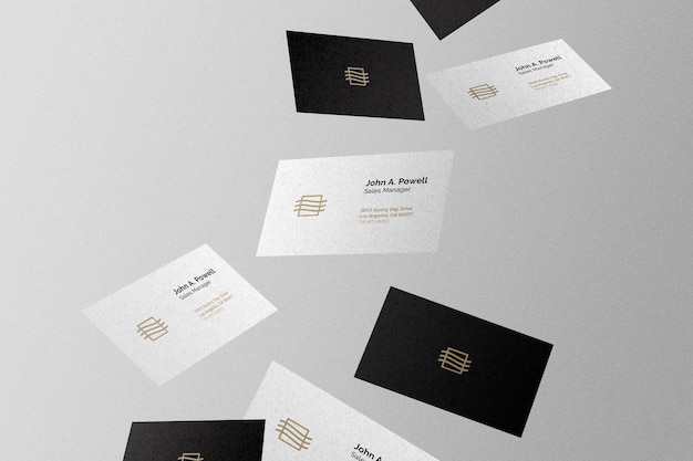 Falling business card mockup